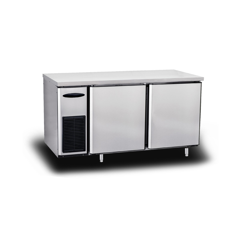 2 door stainless steel counter refrigerator