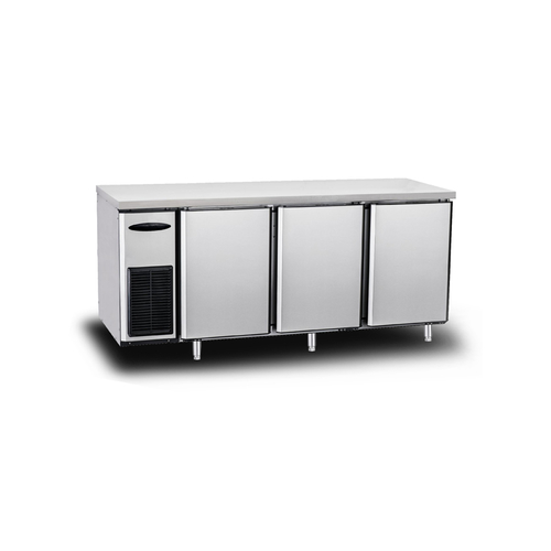 3 door stainless steel counter refrigerator