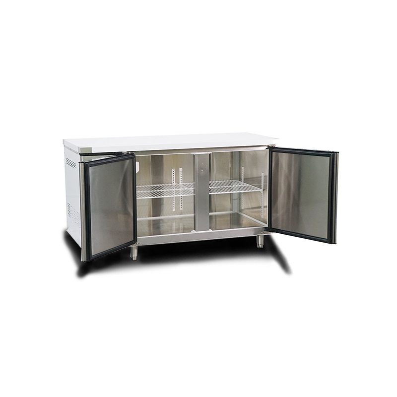 2 door stainless steel counter refrigerator